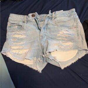 American Eagle Outfitters Blue Distressed Jean Shorts